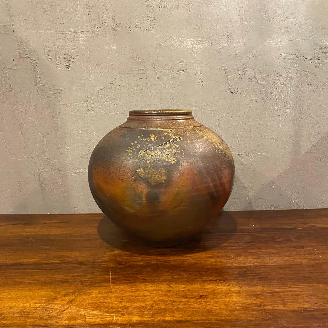 備前焼 大壺 花瓶 花器 フラワーベース 骨董品 時代物 レトロ 高さ28cm