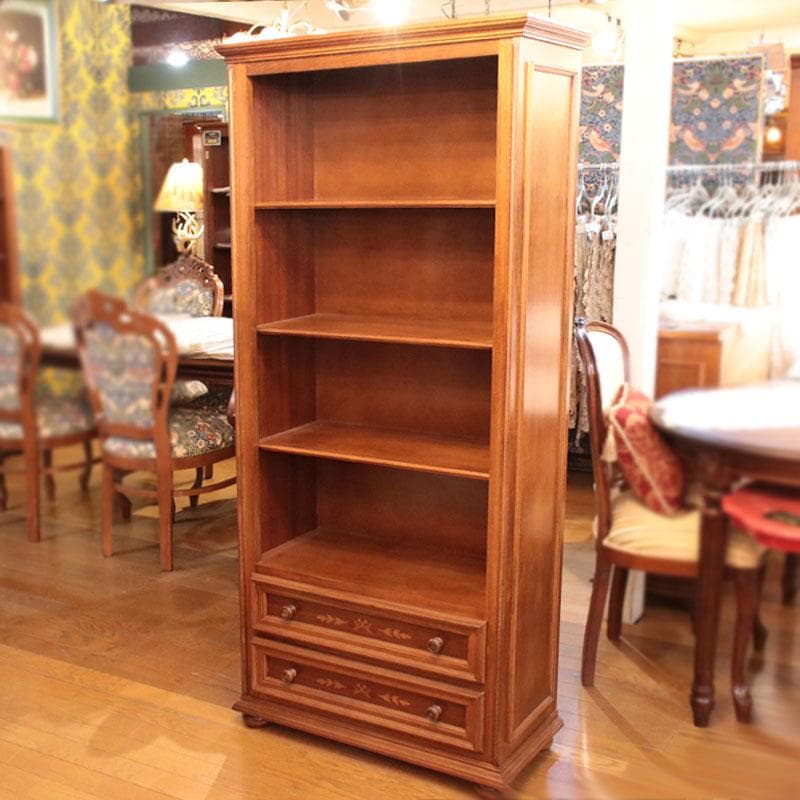 木製ブックシェルフ 幅75cm イタリア製 本棚 ブックケース 223-061