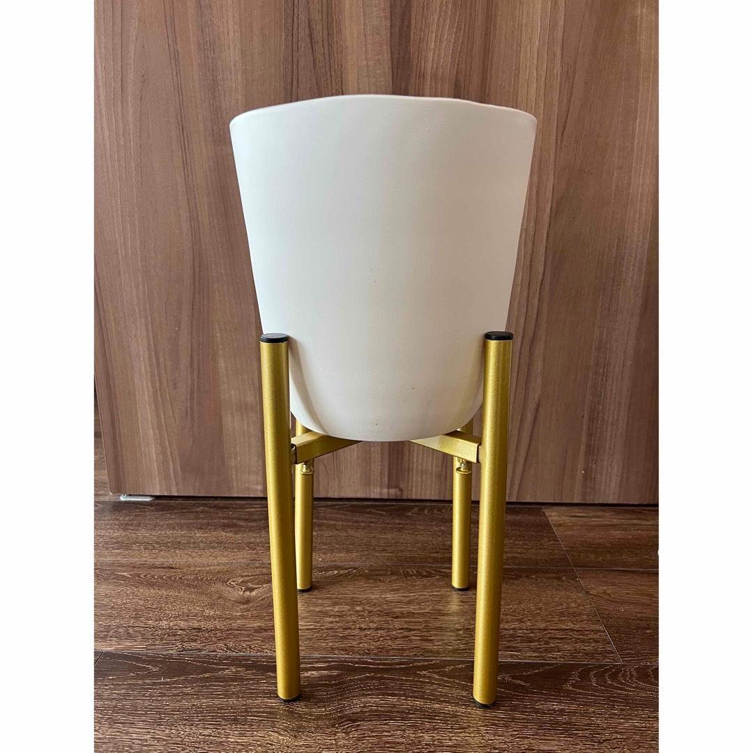 ホワイト陶器風フラワースタンド ゴールド脚