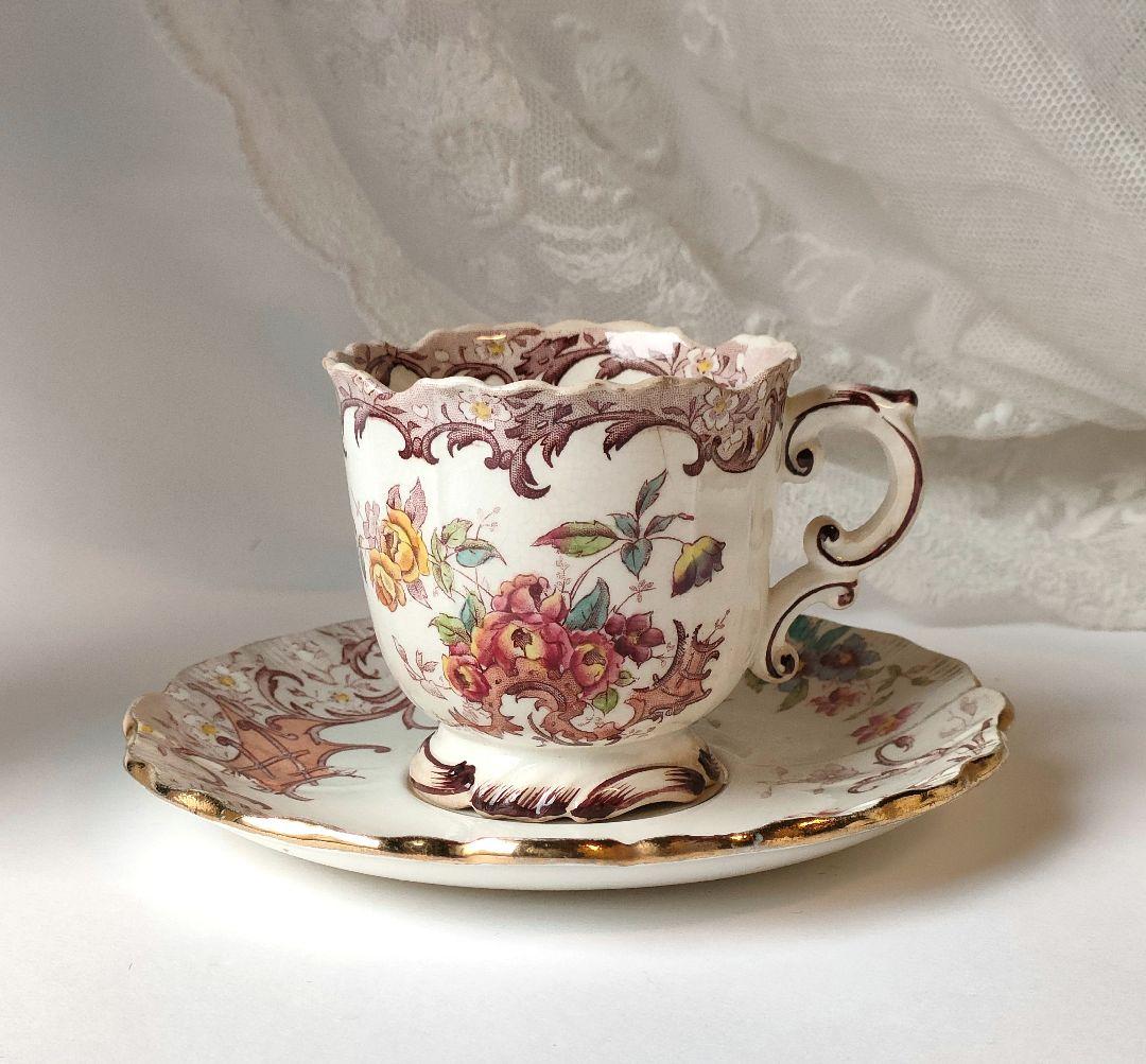 希少　サルグミンヌ　FLEURY　カップ&ソーサー　フランスアンティーク