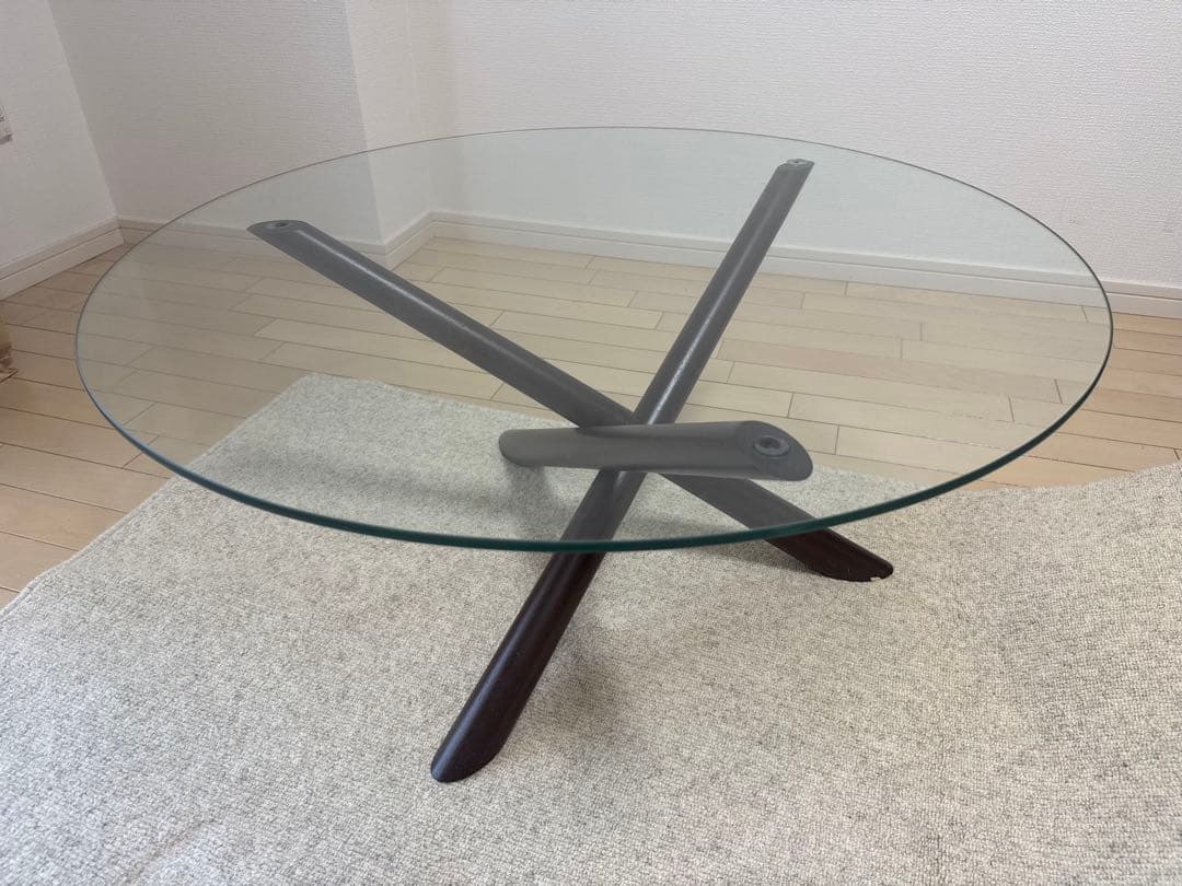 【NOCE】円形ガラス天板　センターテーブル（値下げ）