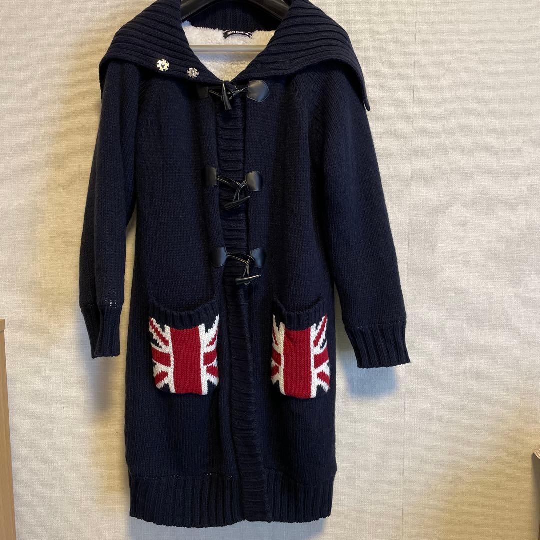 MARY QUANT ニットダッフルコート ネイビー M 裏地もこもこ【未着用】