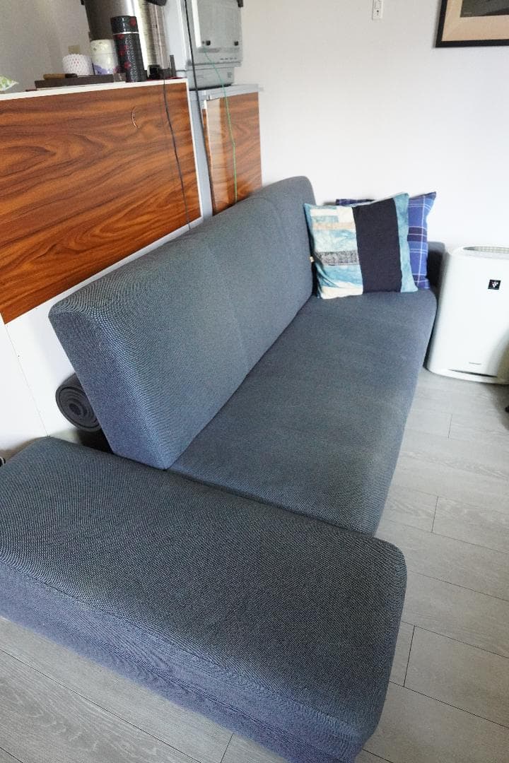 ニトリ オットマン付きソファベッド　青ブルー　収納付き　3人がけソファ