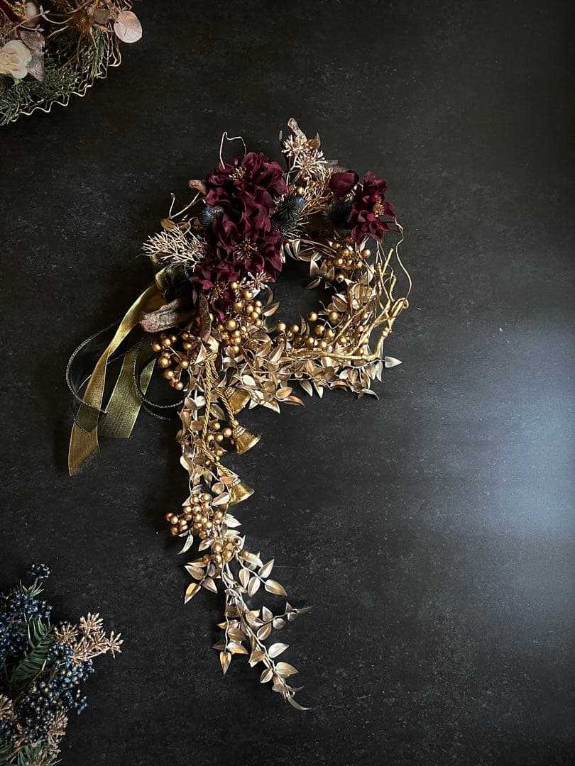 クリスマスリース・ゴールドリース・クリスマスリースゴールド・個性的リース