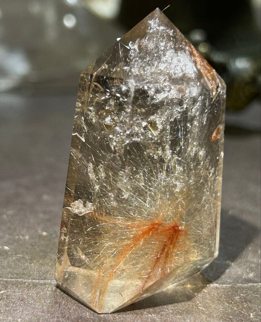☆別格高級品福財龍王秘宝④！貫入水晶！スモーキー　ガーデン　ルチル　六角柱　原石