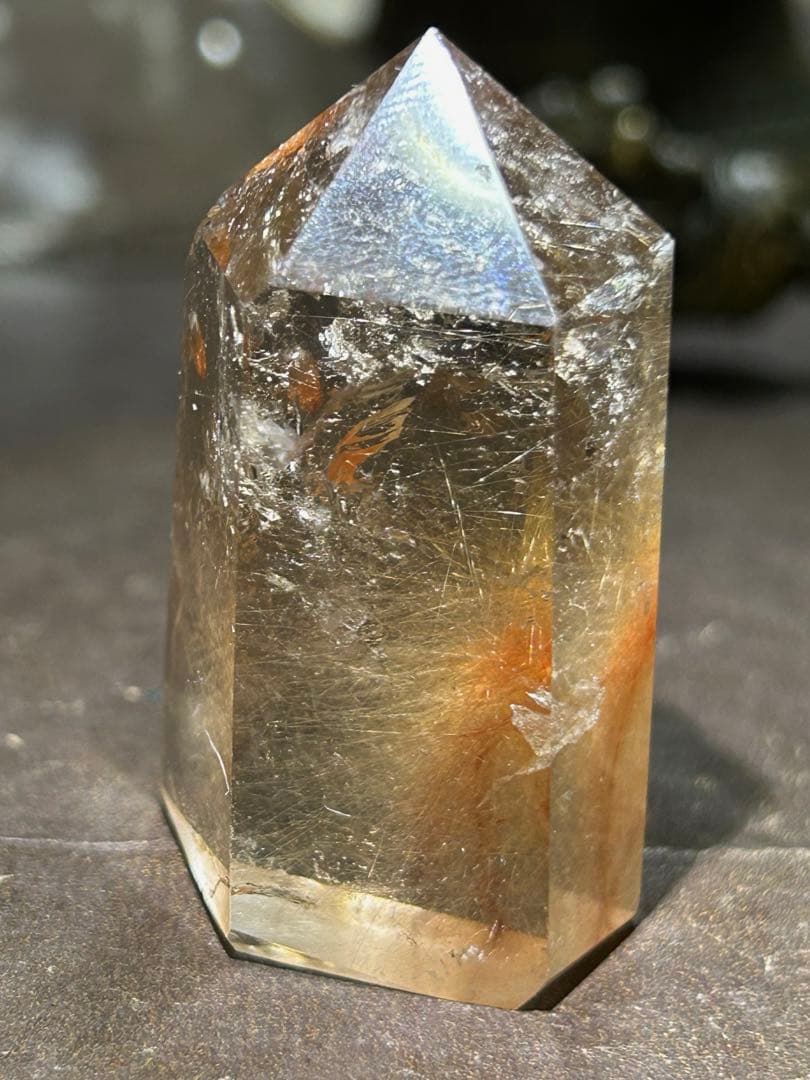 ☆別格高級品福財龍王秘宝④！貫入水晶！スモーキー　ガーデン　ルチル　六角柱　原石
