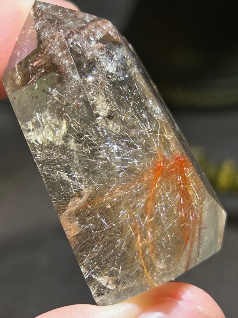 ☆別格高級品福財龍王秘宝④！貫入水晶！スモーキー　ガーデン　ルチル　六角柱　原石