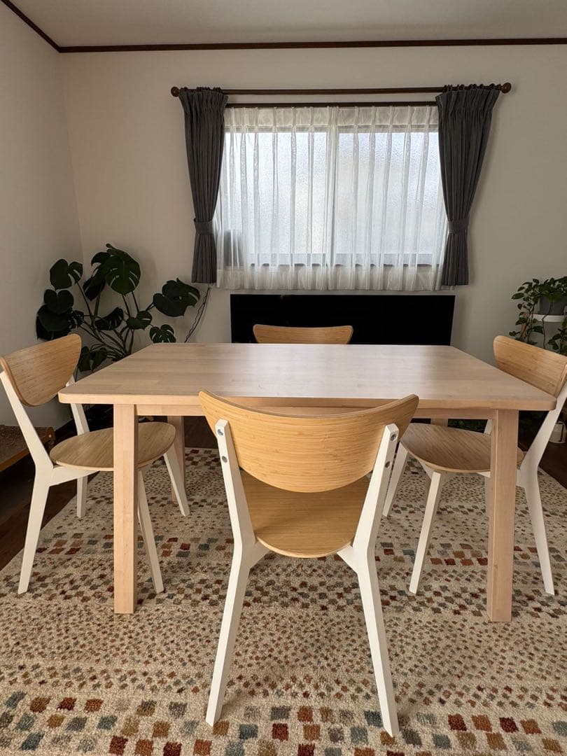 【東京都内 直接引取】木製ダイニングテーブル＆チェア4脚セット IKEA