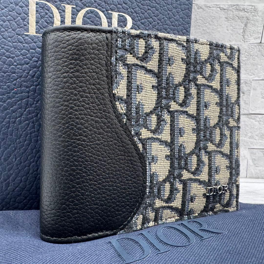 【未使用級】ディオール 二つ折り財布　サドル オブリーク トロッター ジャガード