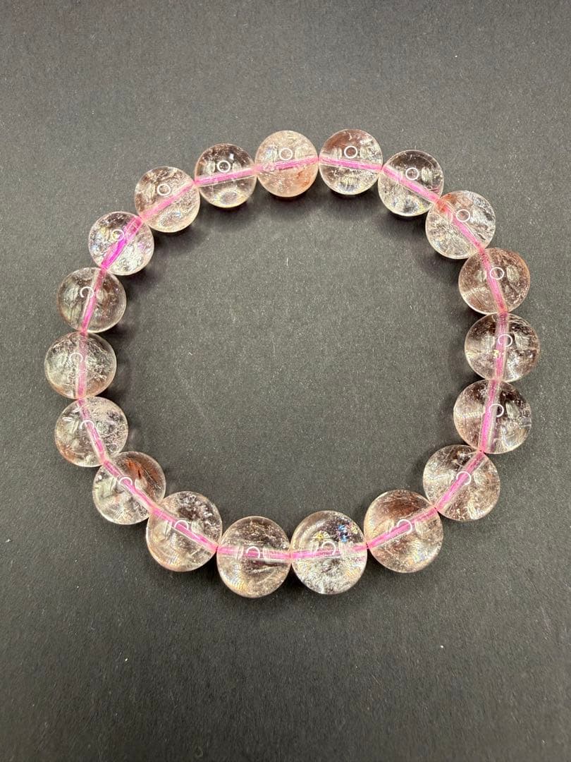 天然石 ピンクサゲニティッククォーツ ブレスレット （内周・15cm）⑦