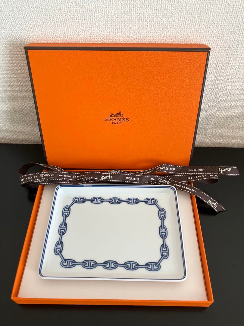 【未使用品】HERMES エルメス シェーヌダンクル　スクエアプレート 皿