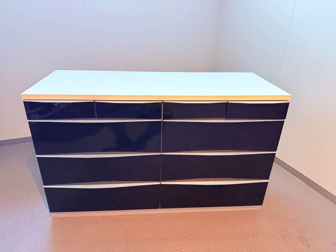 高級鏡面仕上　黒ブラック120cm幅ローチェスト　送料込　引取可(東京都中央区)