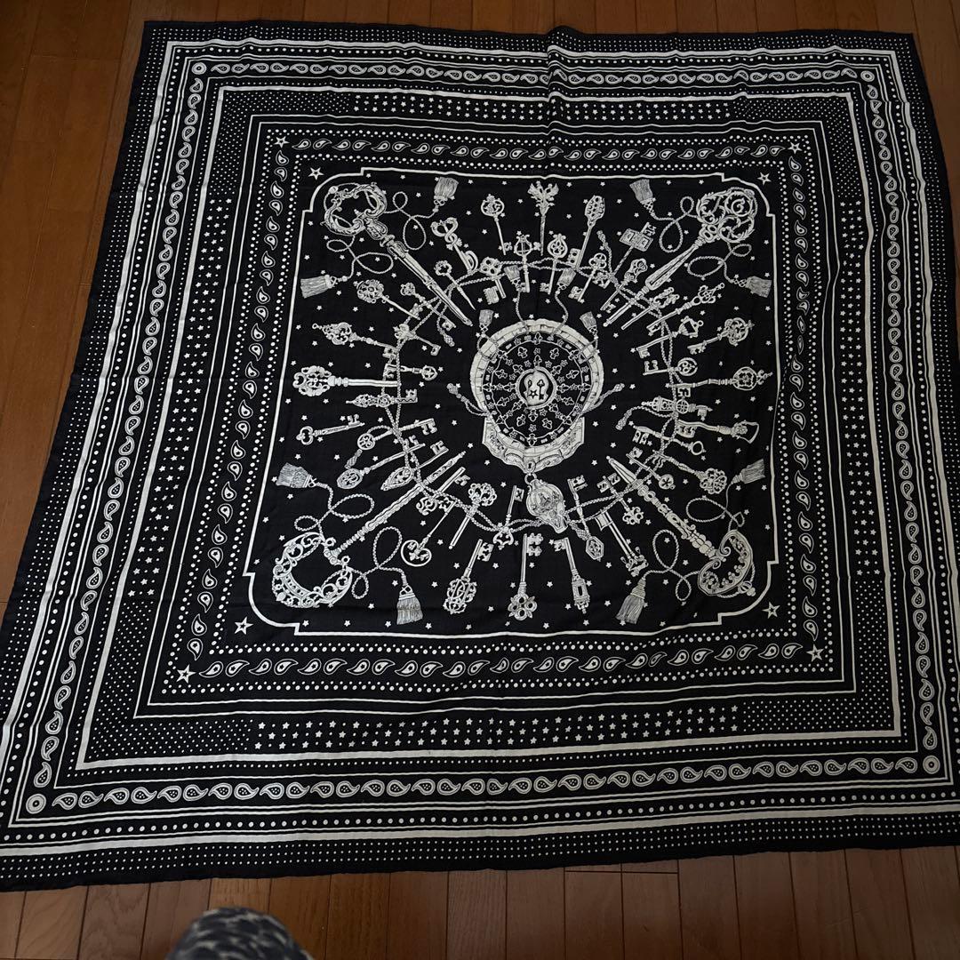 極希少 エルメス カシシル カレジェアン 140 レクレ・バンダナ 鍵 黒