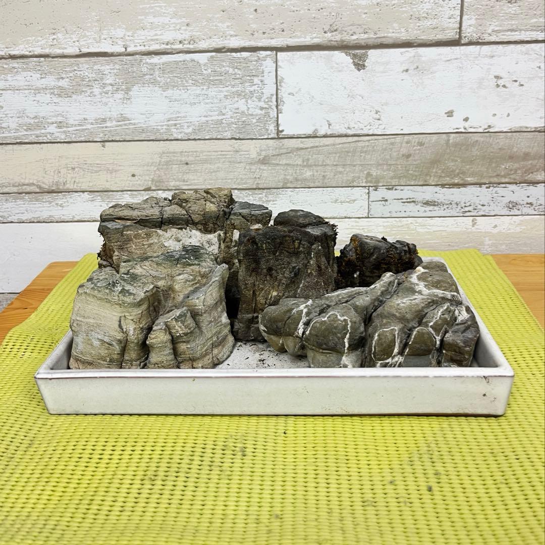 【5個セット】誉平(ポンピラ）石　自然石　水石 盆栽 鑑賞　台座付き