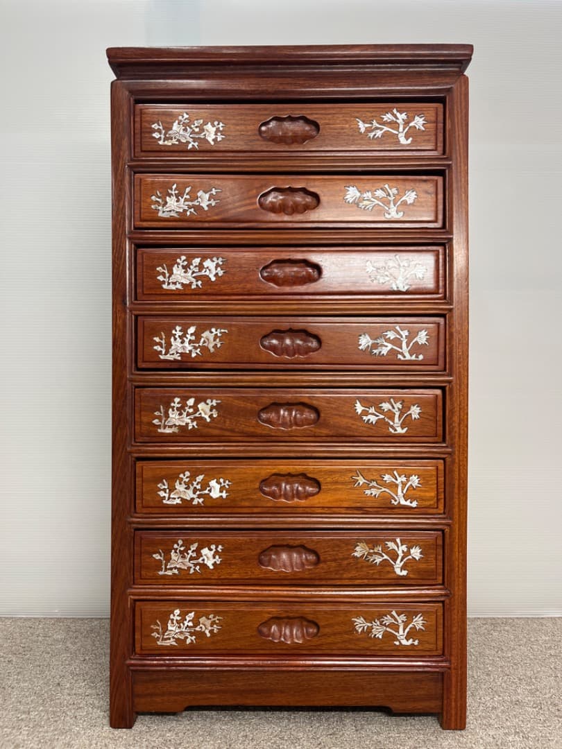 コ*ロ様 螺鈿細工 箪笥 整理箪笥 8段 木製チェスト 中国骨董 唐木