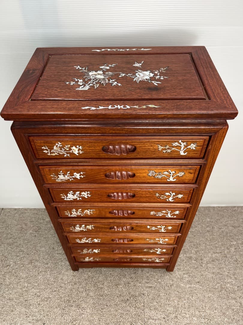 コ*ロ様 螺鈿細工 箪笥 整理箪笥 8段 木製チェスト 中国骨董 唐木