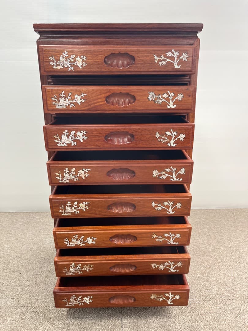 コ*ロ様 螺鈿細工 箪笥 整理箪笥 8段 木製チェスト 中国骨董 唐木