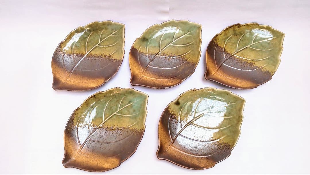 葉っぱ型陶器皿 5枚セット