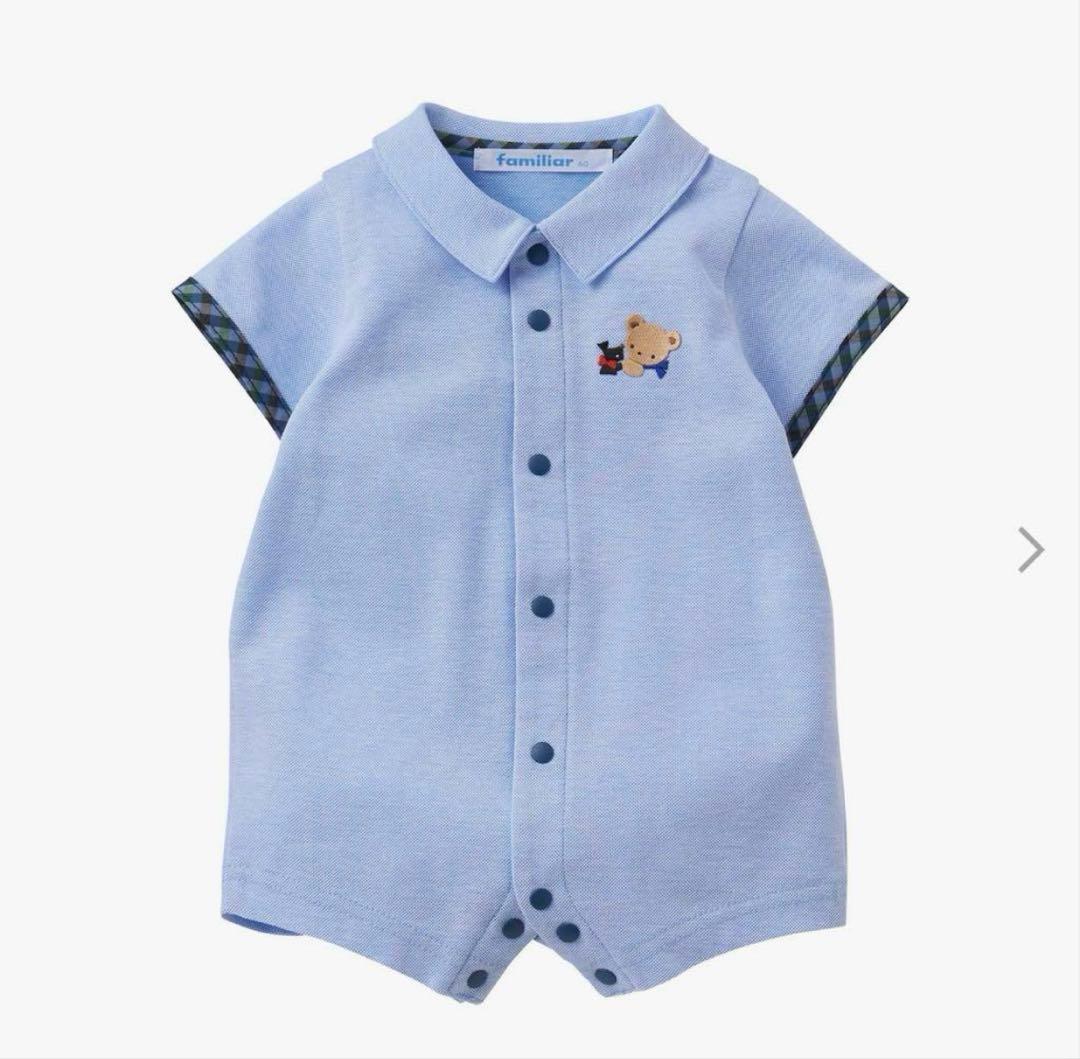 2025SS 今季デザイン　ファミリア　袖付き　ロンパース　80