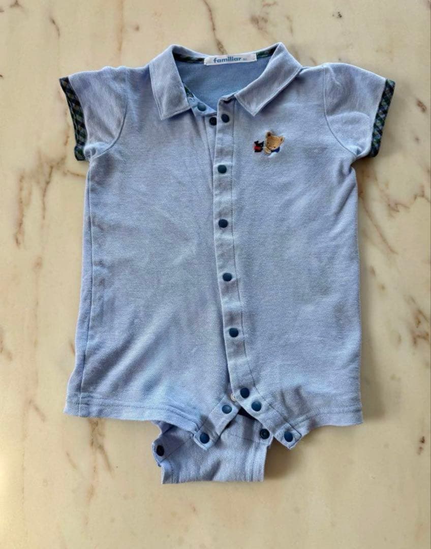 2025SS 今季デザイン　ファミリア　袖付き　ロンパース　80