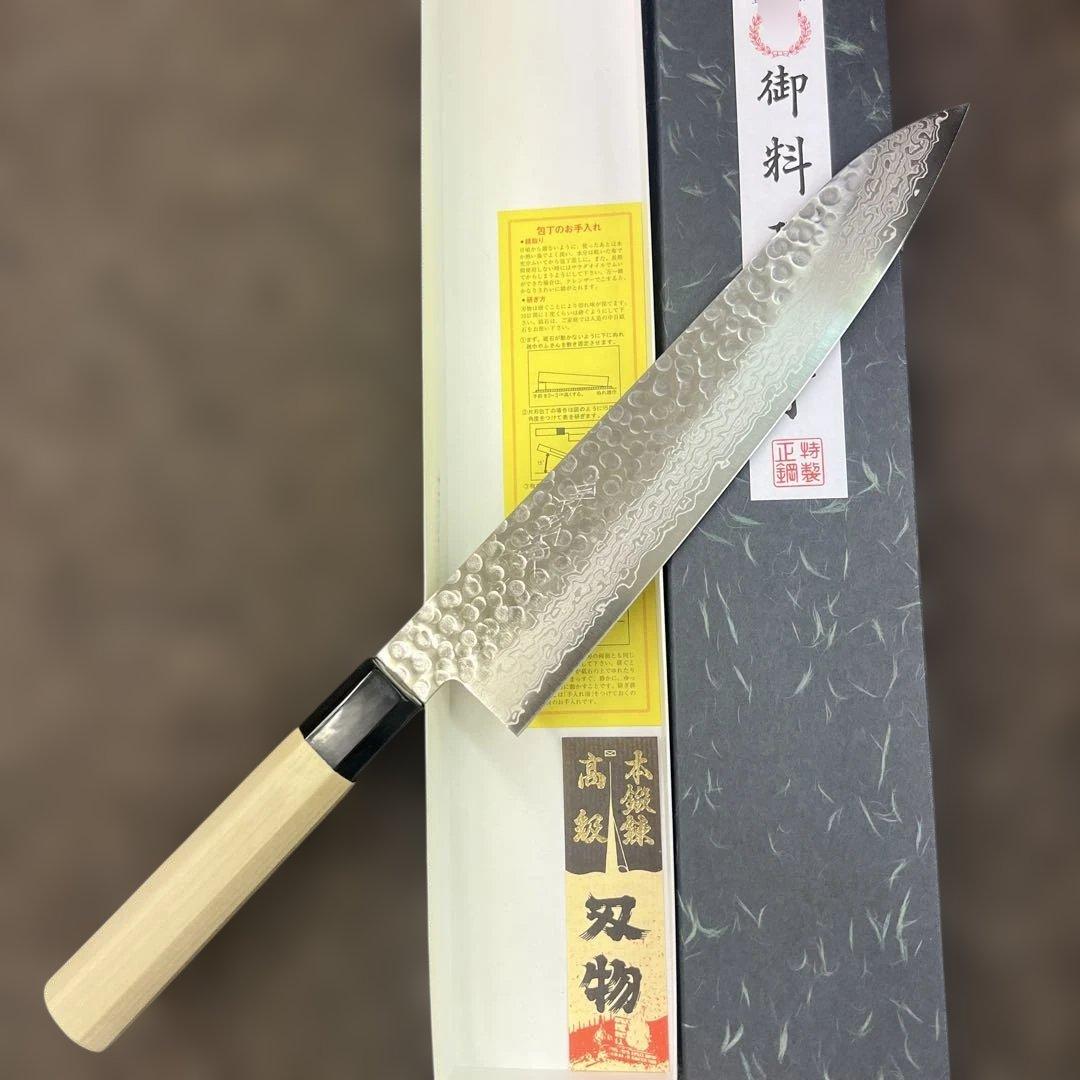 ★新品送料込★義弘鎚目ダマスカス和包丁和牛刀包丁240mm八寸八角柄両刃切味抜群