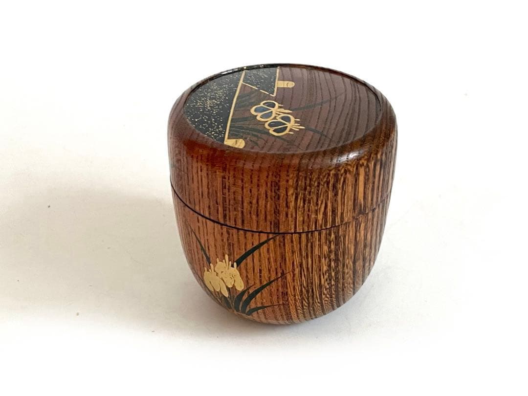茶道具　筑紫筑良　欅摺漆八橋　大棗　棗　茶入　桔梗　螺鈿　蒔絵　共箱