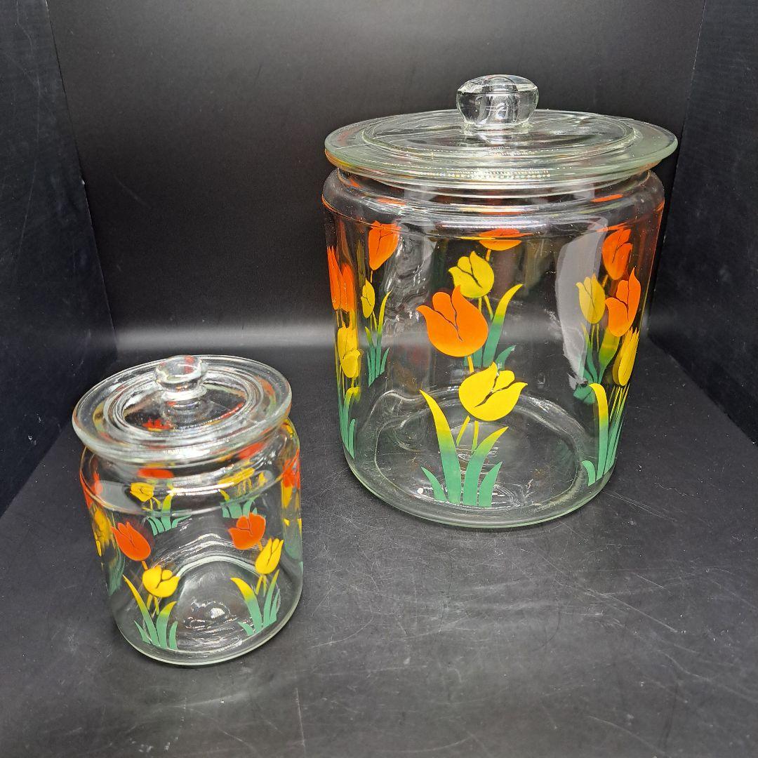 アンカーホッキング　チューリップ　ガラス　キャニスター　ジャー　ヴィンテージ