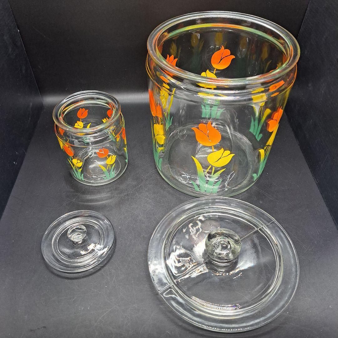 アンカーホッキング　チューリップ　ガラス　キャニスター　ジャー　ヴィンテージ