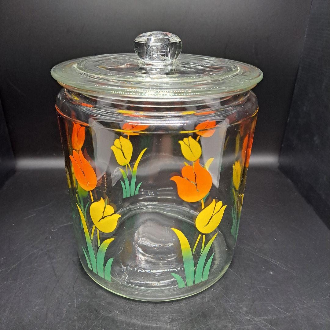 アンカーホッキング　チューリップ　ガラス　キャニスター　ジャー　ヴィンテージ
