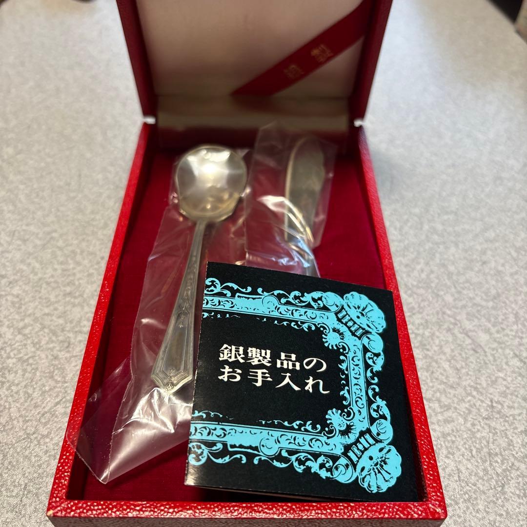 銀製　スプーンバターナイフセット