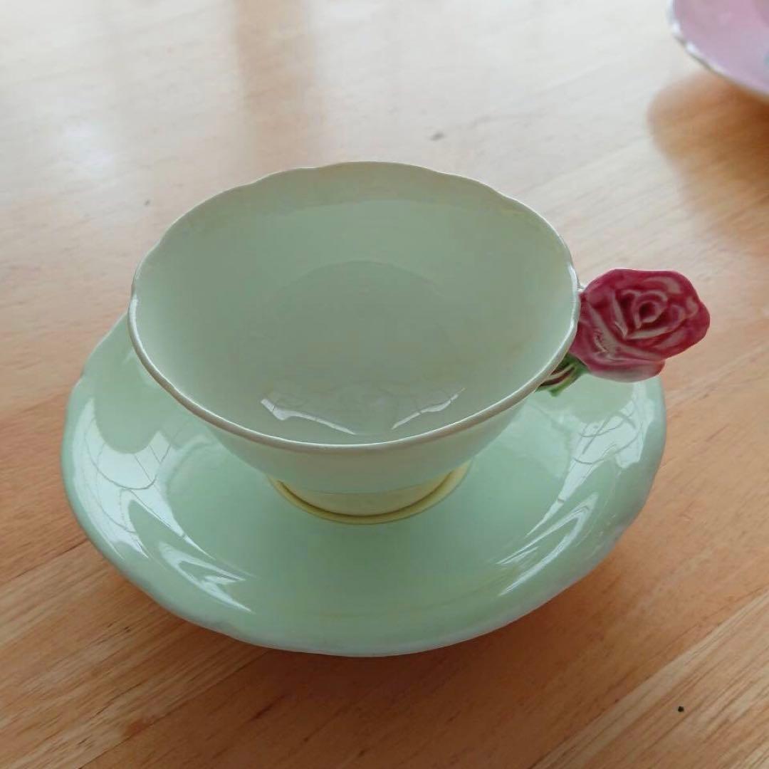パラゴン　カップ&ソーサー　ローズハンドル　グリーン