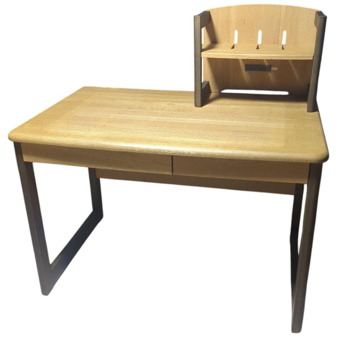 飛騨産業 デスク 両枠脚 ブックスタンド 天然木 5口 コンセン付き