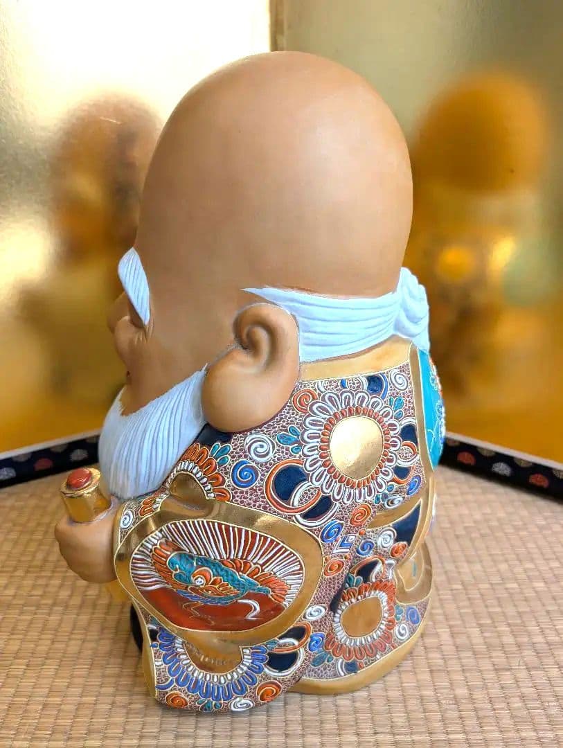 九谷焼　八幡窯　置物　寿老人 縁起物　開運