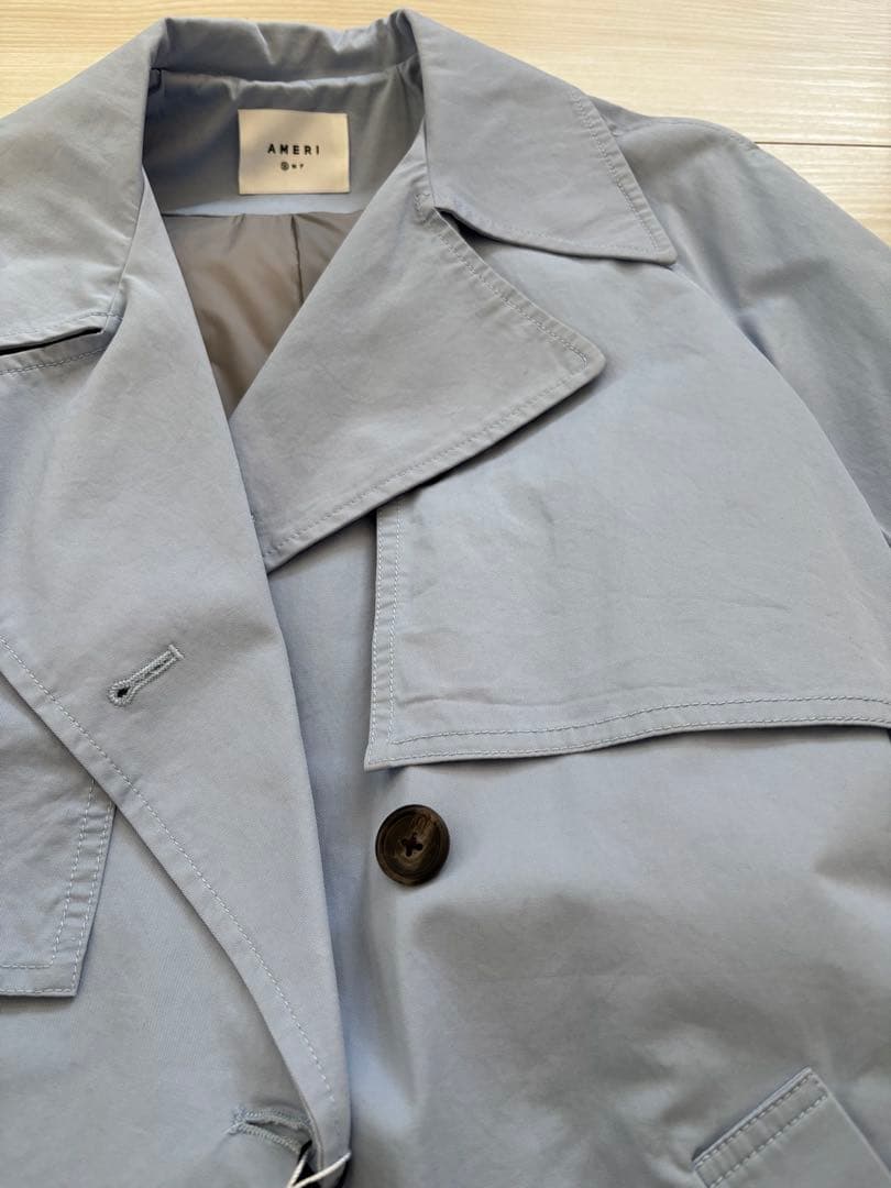 新品Ameri 中綿トレンチコート　ビンテージ　スカイブルー　オーバーシルエット