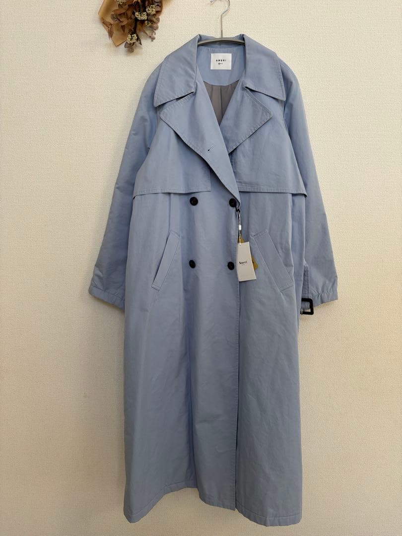 新品Ameri 中綿トレンチコート　ビンテージ　スカイブルー　オーバーシルエット