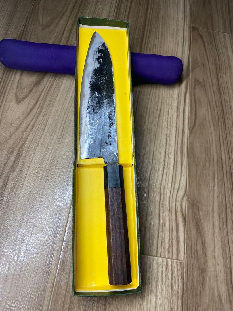 備中手打ち鍛冶 青紙スーパー鋼 牛刀　刃渡り19．5cm 幅5cm