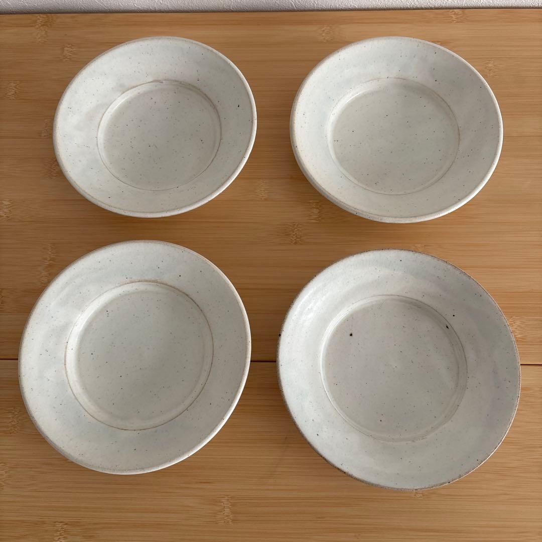 未使用　 八木橋昇　粉引マット段皿　4枚セット　 信楽焼