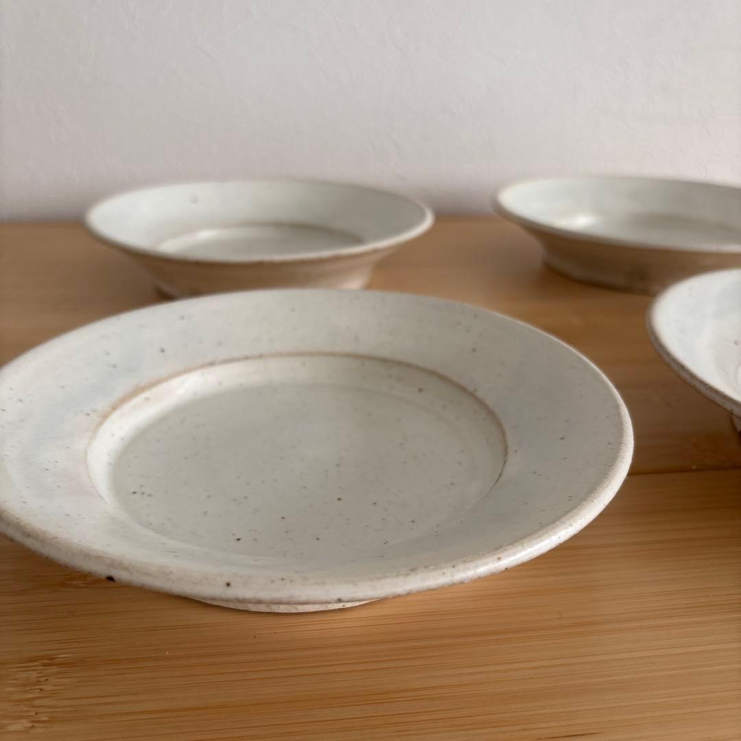 未使用　 八木橋昇　粉引マット段皿　4枚セット　 信楽焼