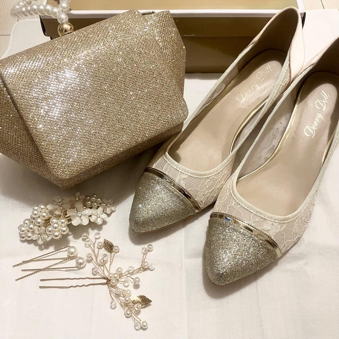 Dorry Doll ドーリードール ラメパンプス・パールハンドルバッグ セット