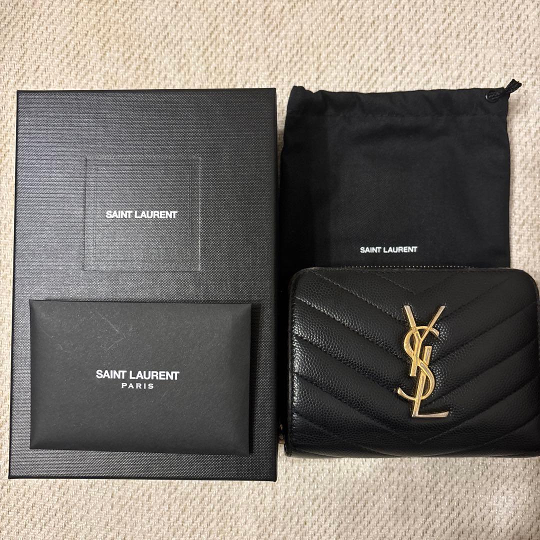 SAINT LAURENT 二つ折り財布 ブラック YSLロゴ