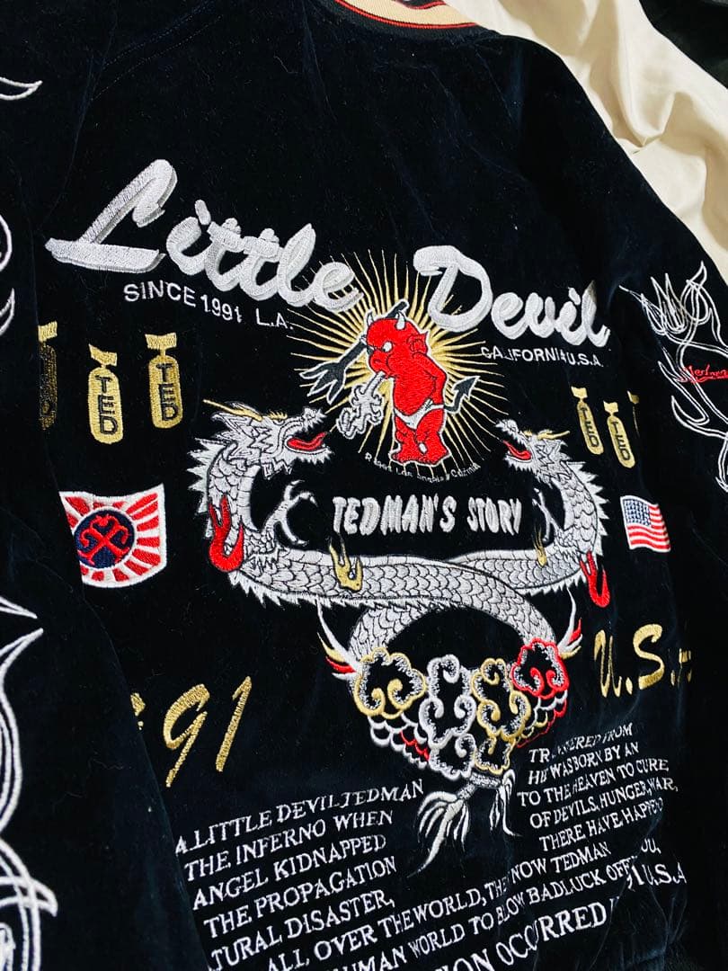 TEDMAN ２面用 日本限定 スカジャン　龍　別珍　サテン