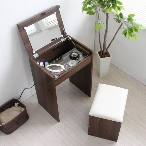469　ドレッサースツール 2点セット 鏡台 ミラー ダークブラウン