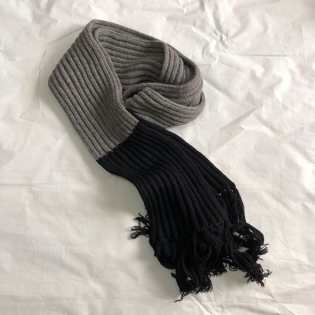 06AW Dior HOMME エディ期 バイカラー ロングマフラー フリンジ