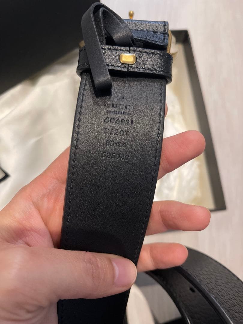 美品GUCCI ベルト ダブルGバックル GGマーモント80