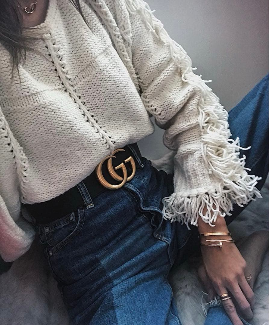 美品GUCCI ベルト ダブルGバックル GGマーモント80