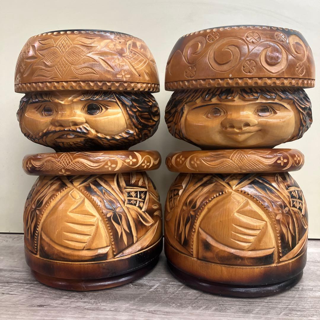 E-4 アイヌ ニポポ ニポポ人形 木彫り 北海道 民芸品 伝統工芸 郷土玩具