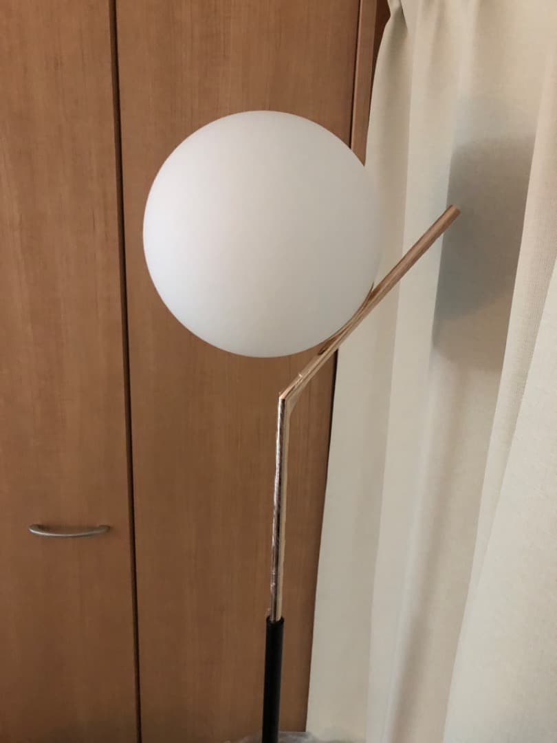 ガラスボールフロアランプ ピンクゴールド　ミッドセンチュリー　154cm