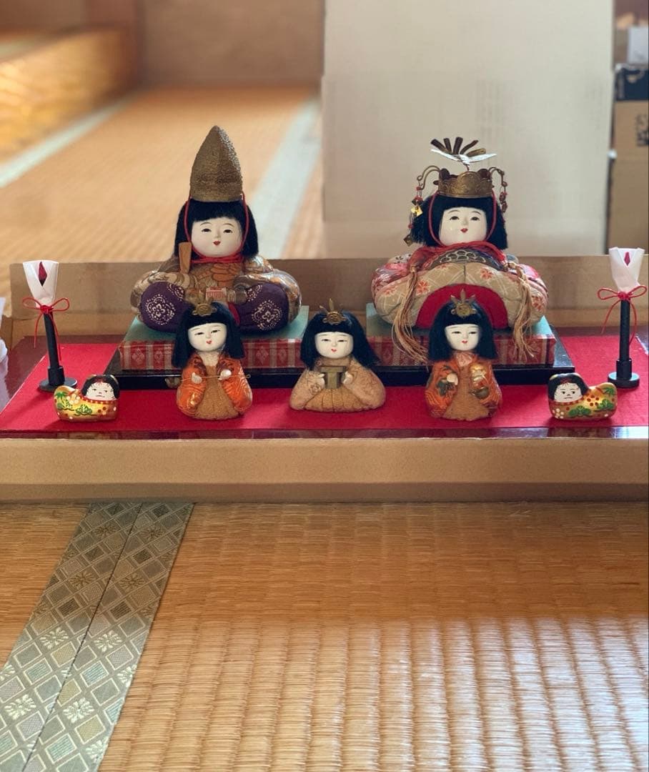 木目込み雛人形 雛祭り 雛人形 犬筥 ぼんぼり 屏風 アンティーク 三人官女