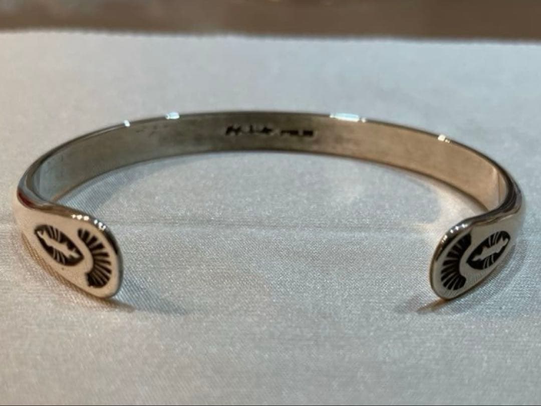 ナバホ　シルバーバングル　ライルセカテロ作　ハーフラウンド　内周16.5cm