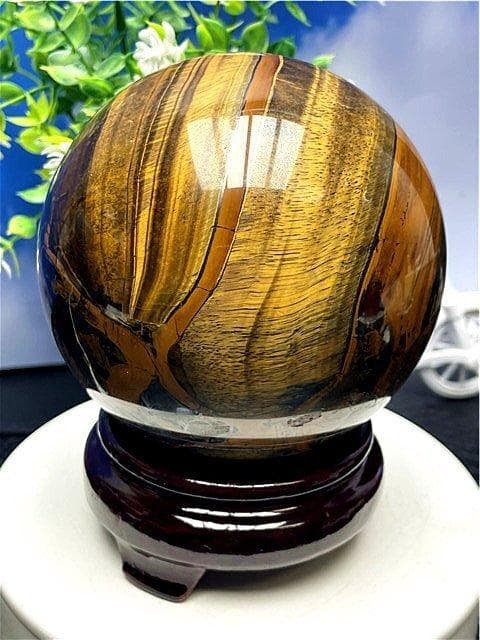 1950g ★AAA級【金運UP】天然タイガーアイ丸玉B89A1/337A17C